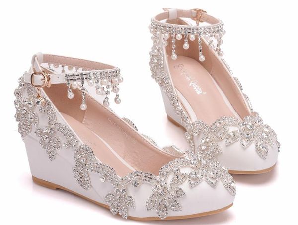 

women's shoes in spring and autumn slope heel round head water drill@asd319, Black