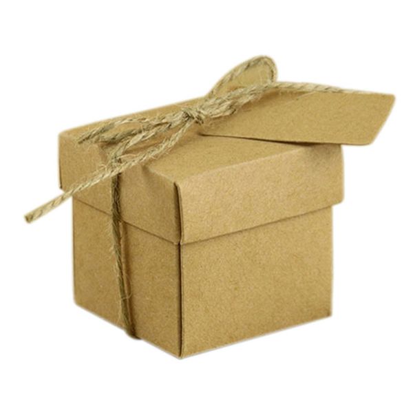 

50x rustic rectangle square kraft wedding party favour candy gift box kraftpaper