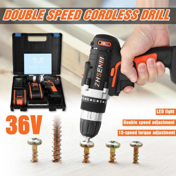 

36v electric screwdriver lithium battery rechargeable parafusadeira furadeira multi-function cordless electric drill power tools