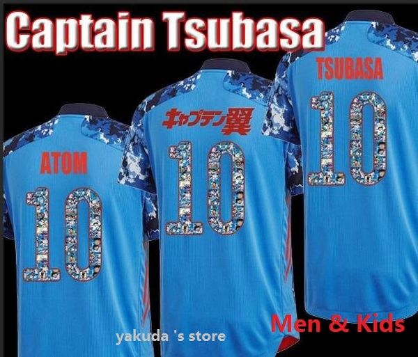 

2020 atom captain tsubasa japan home away men soccer jerseys thai quality captain tsubasa 10 nakajima kagawa 22 yoshida 9 okazaki, Black;yellow