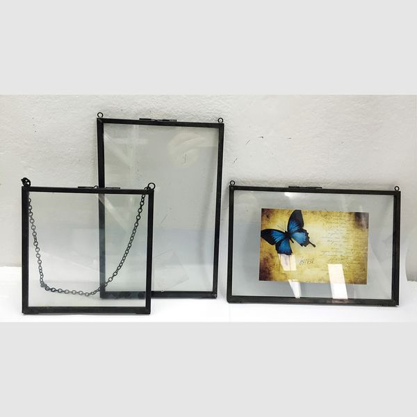 

double sided wall hanging p frame, vintage picture frames, portrait & landscape & dried plant flower leaf specimen display h