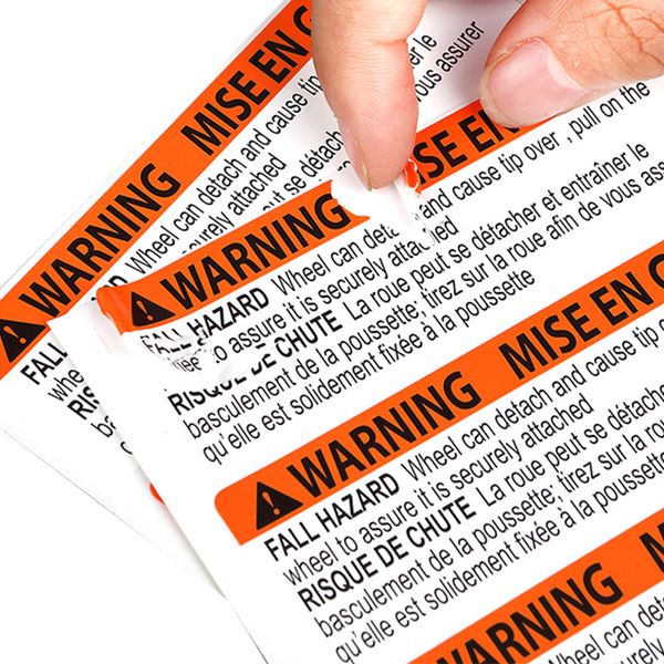 

custom adhesive destructible paper warning caution sign eggshell sticker for security one time use