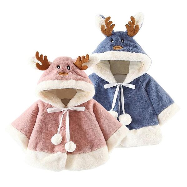 

baby girls jackets christmas deer pattern cute hooded cloak coat outerwear, Blue;gray
