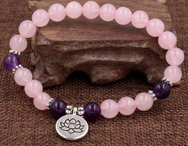 

8mm sf4345 elastic adjusted charm nature stone bead lotus life tree buddha head punk charm agate onyx bracelet, Black