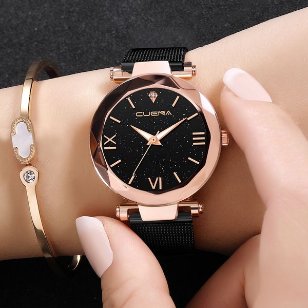 

fashion casual watches womens men cuena womens classic quartz stainless steel wrist watch bracelet watches 2018 a40, Slivery;brown