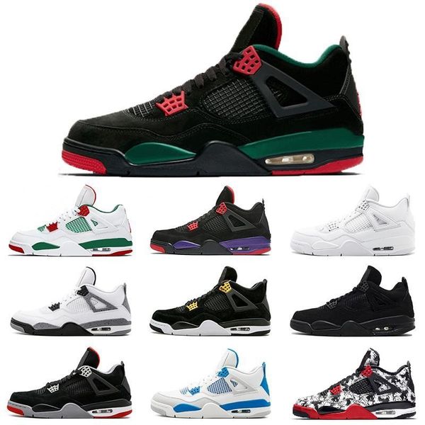 

new 4 men women basketball shoes 4s pure money royalty white cement bred military red money s raptors sports j4 sneakers