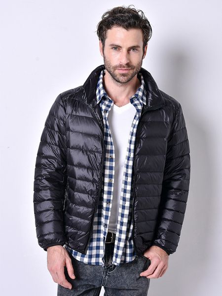 

men's down & parkas 2021 winter ultra light coat slim clothes fashion casual stand collar warm white duck jacket male clothing m-5xl, Black