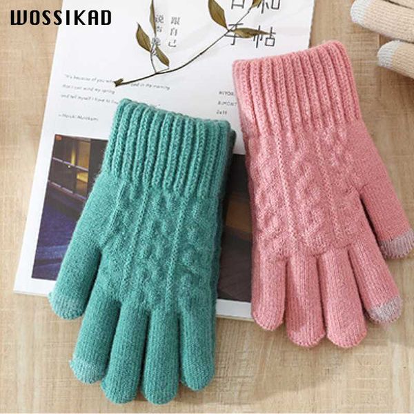 

gloves promotion 2019 women winter gloves touch screen student knitting wholesale peluche guantes mujer handschoenen, Blue;gray