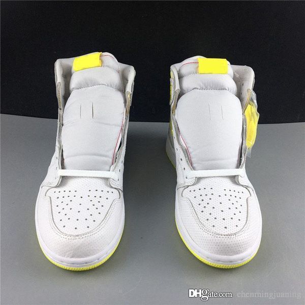 

2019 authentic 1 high og first class flight basketball shoes retro white dynamic lemon yellow athletic 1s man sports sneakers 555088-170