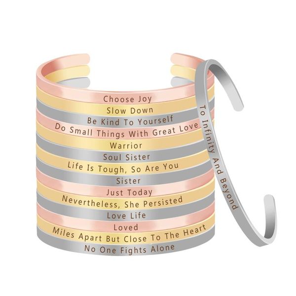 

2020 personalized custom quote brass bracelet engraved bangle friendship gift lead-no nickel guarantee, White