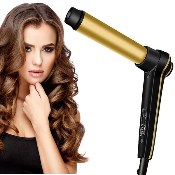 

hair curling iron with even heat v1 24k gold plated long-lasting curls & digital accuracy temperature display hair curler wand