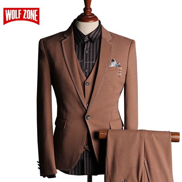 

2020 men's groom wedding dress formal suits set men fashion casual business suit three-piece (jackets + vest + pants)big size, White;black