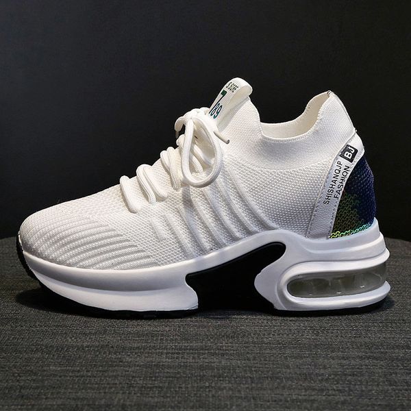 

fashion women air cushion sneakers breathable sports shoes female sock sneakers mesh increase within ladies light platform shoes f45, Black