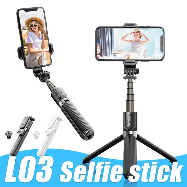 

l03 selfie stick foldable tripods wireless bluetooth control aluminum alloy tripod stand for cellphone with retail box