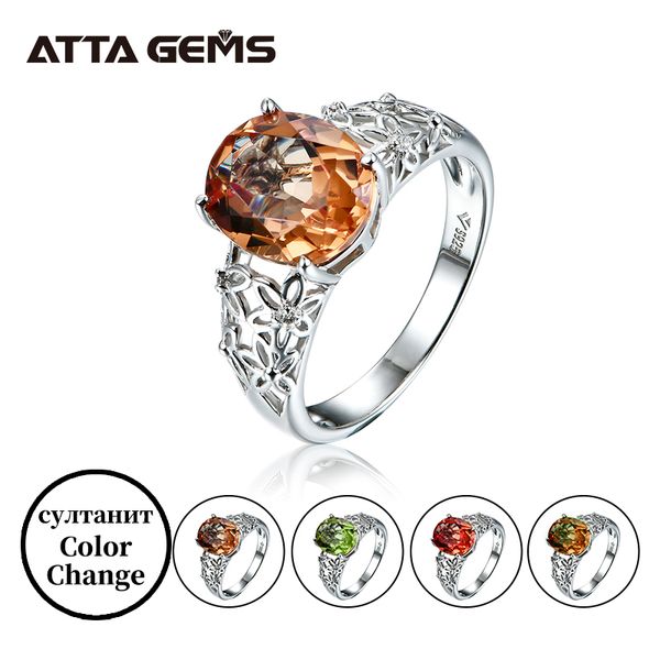 

diaspore silver ring women special design wedding ring 6 carats created diaspore silver ring engagement color changed stone ly191226, Slivery;golden