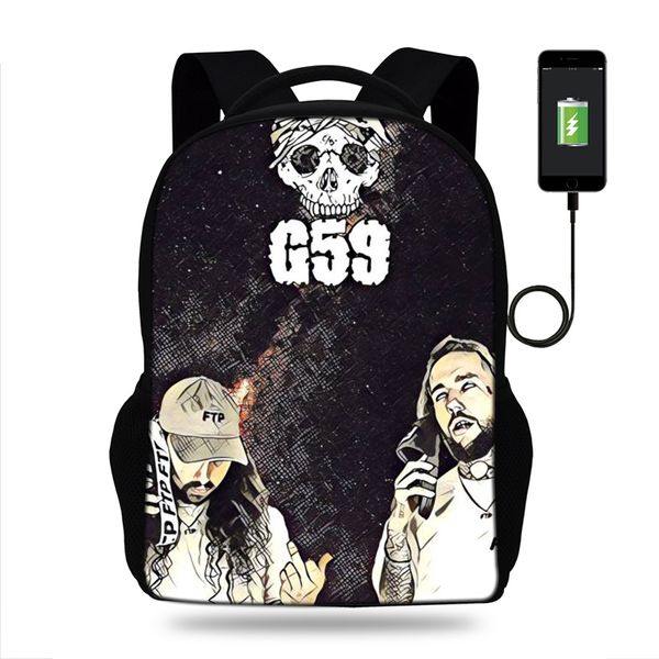 

17inch suicideboys ftp lapbackpack usb charge mens bags womens backpack for teenagers girls school bag mochila travel bag