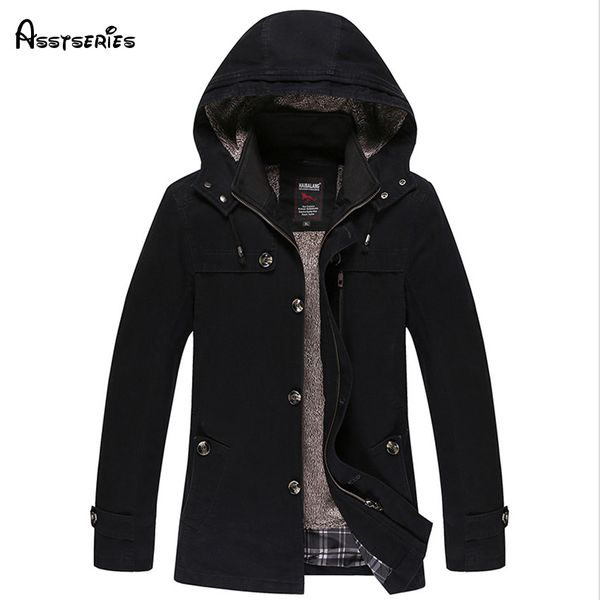 

2017 autumn and winter the new style of men's coat cotton plus cashmere thickening men's windbreaker men jackets d162, Tan;black