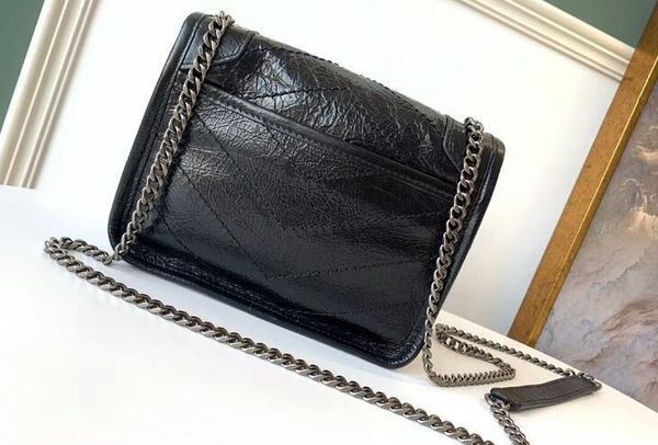 

5a 19cm niki chain wallet crinkled vintage calfskin leather shoulder bags583103
