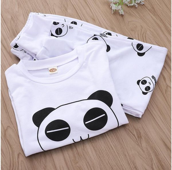 

baby panda print pajamas set girl spring autumn white sleeping suit kids clothes two pieces zht 183