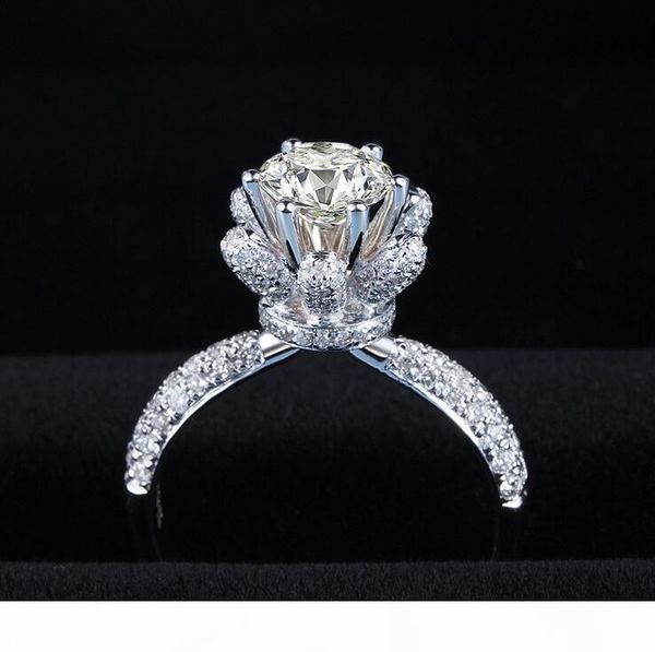 

2017 new luxury jewelry 6mm round cut z 925 sterling silver cz diamond solitaire wedding engagement women band ring gift size 5-11