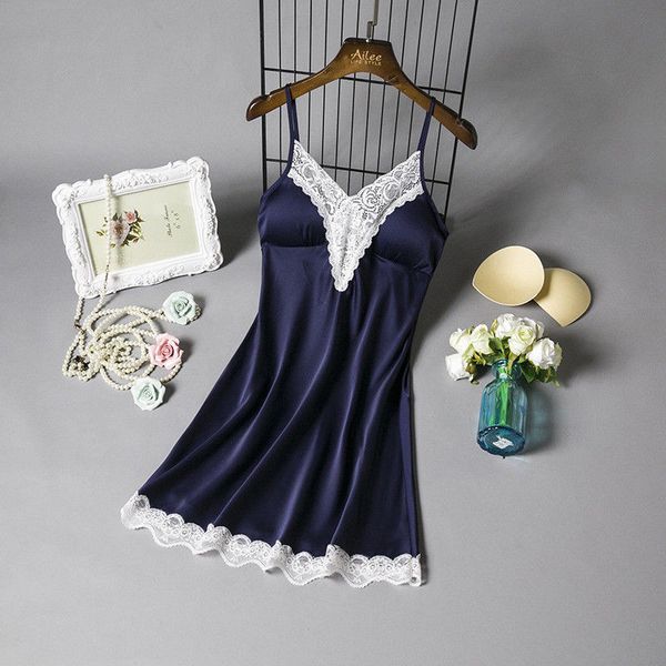 

мода nightdress шелковое одеяние сексуальных женщин nightgown v-образным вырезом пижамы lace night платье женское белье женский homewear, Black;red