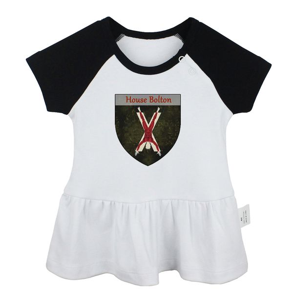 

game of thrones house bolton of the dreadfort our blades are sharp newborn baby girls dresses toddler infant cotton clothes, Red;yellow