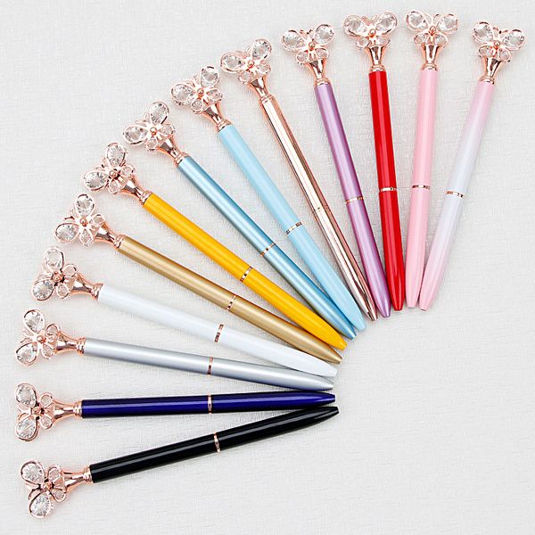 NEUE Kreative Mehrfarbige Diamant Metall Schmetterling Diamant Kugelschreiber Schule Bürobedarf Business Stift Schreibwaren Student Geschenk 15 Farbe