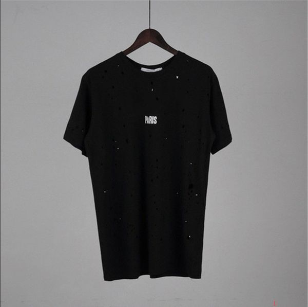 

summer mens tshirt printing shirts 2020 mens and women short sleeve hole shirt copy letter printed crew neck tees s-2xl 4 style, White;black