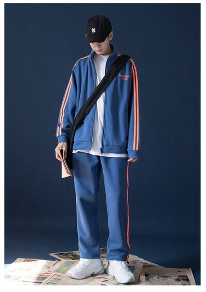 

2020 mens конструктора tracksuit с капюшоном мода куртка полосатый свитер tracksuit printed дорогих молнии куртки и брюки, Gray