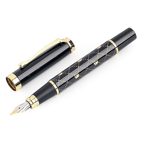 

jinhao school office writing fountain pen 0.5mm fine nib grid pattern metal iraurita ink pens student stationery supplies
