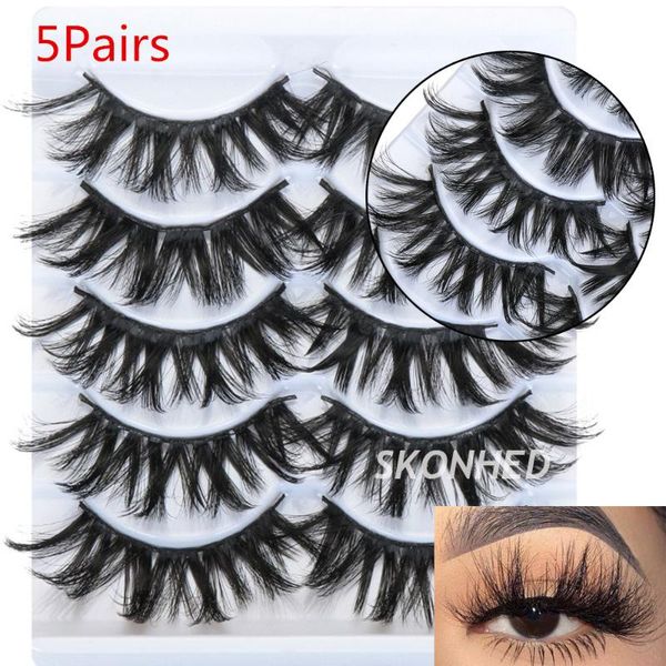 

13mm 5 pairs 3d faux mink hair false eyelashes fluffy wispy natural long multilayer lashes handmade eye extension tool