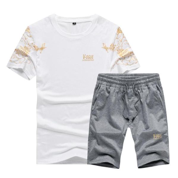 

летние шорты комплект мужской tracksuit printed streetwear футболка sweatpants мужчины спортивной набор молодых мужчины повседневный костюм, Gray