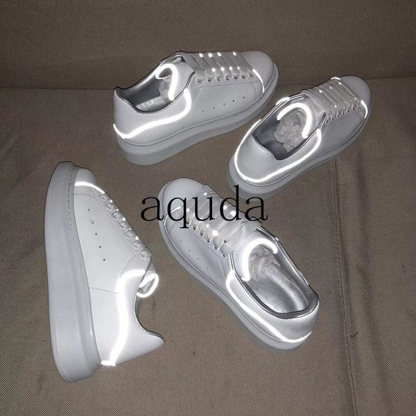 

2019luxury women casual shoes men new dedigner reflective-timmed leather low sneakers white lightweight thrick bottom casual shoes, Black