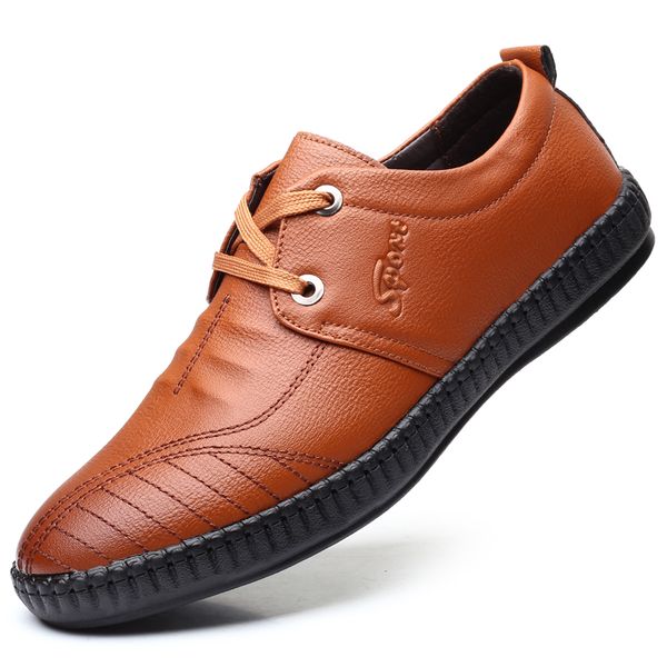 

fashion breathable spring winter real leather sheepskin pointed toe formal men dress shoes british business wedding loafer *5003, Black