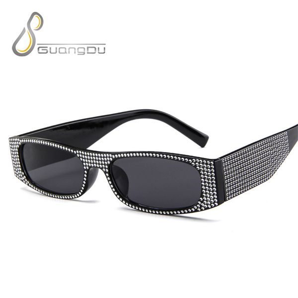 

vintage small rectangle quay sunglasses women 2018 trending products red yellow purple rhinestone glasses oculos retro, White;black