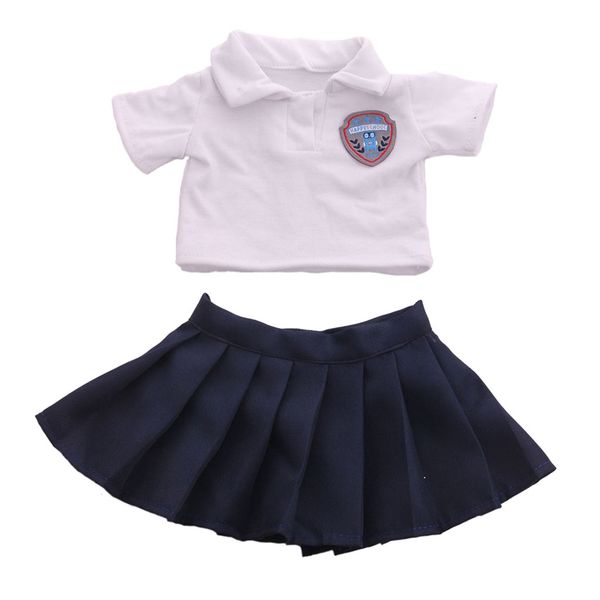 

2pcs t-shirt skirt school outfit clothes suit fits 18 inch girl doll accessory