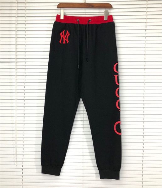 

Red Embroidery Print GC Mens Long Pants Spring Sports Regular Pencil Pants Fitness Running Full Length Trousers