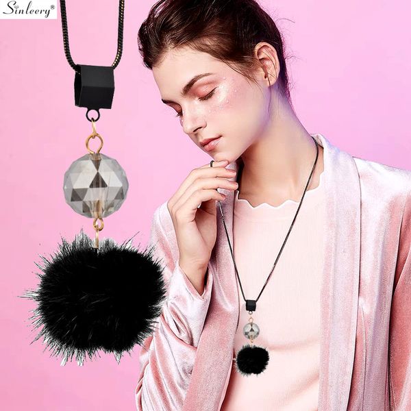 

sinleery bohemian multicolor women necklace long chain black gray green red blue mink hair pendant necklace jewelry my362 ssd, Silver
