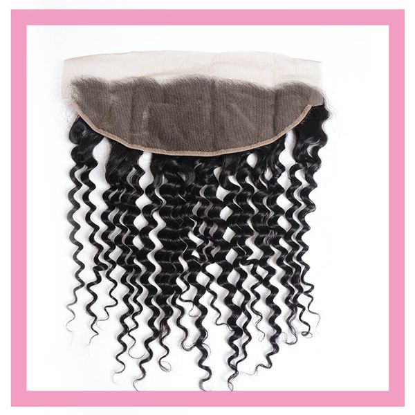 

перуанский человеческих волос 13x4 кружева фронтальная глубокая волна natural color deep wave 13 к 4 фронтальным top closures, Black;brown