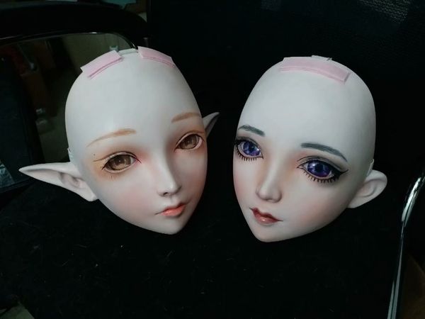 

новый 45) женский силиконовая резина ручной работы маска для лица косплей kigurumi маска трансвестит bjd кукла kigurumi япония kig аниме ма, Black;red