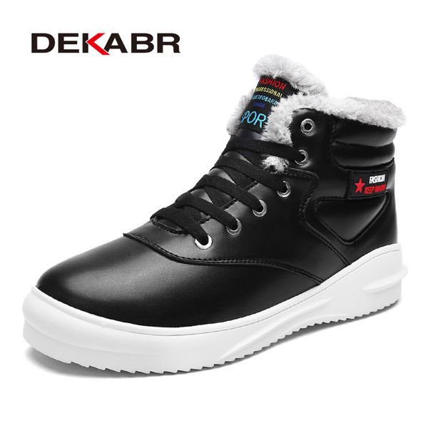 

dekabr warm fur plus snow boots winter waterproof ankle boots riding outdoor working men winter shoes, Black