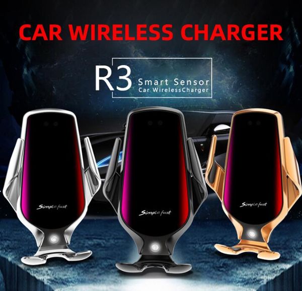 

131*62*23.5mm r3 smart sensor car wireless charging holder 10w simple fast wireless charger for iphone 8 8plus x for huawei