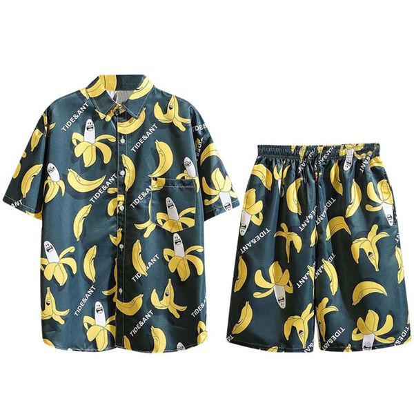 

klv 2020 sportsuits tracksuit set trending style men linen summer breathable short set men's design fashion shirts +shorts 0417, Gray