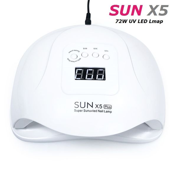 

2019 new sun 5 x plus uv led lamp 72w nail dryer with auto sensor lcd display 36 led nail dryer lamp for manicure gel polish j190626
