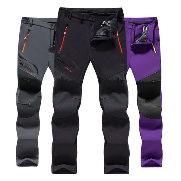 

twe women winter sport camping hiking pants softshell fleece water resistant mtb bike bicycle skiing pant warm trousers 2019, Black;green
