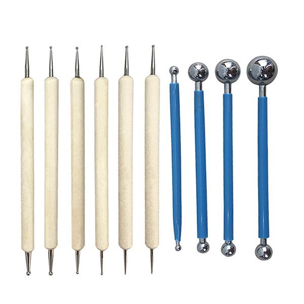 

10 pcs dotting diy tools kit stainless steel ball styluses for mandala rock painting dtt88