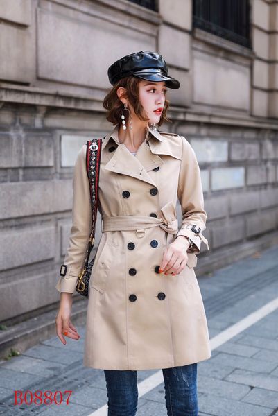 

women's trench coats gabardine long windbreaker belt waterproof new english style autumn winter solid color british double breasted 87v, Tan;black