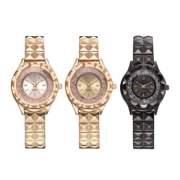 

fashion rhinestone balls round dial alloy linked strap analog quartz wrist ladies dress watches gift luxury, Slivery;brown