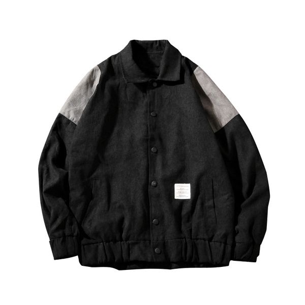

casual spring and autumn stand jacket cotton outwear patchwork man coat jk43, Black;brown