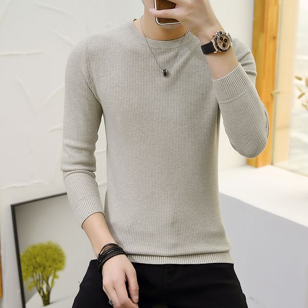 

hayblst brand men sweater 2019 autumn winter fashion casual knitting korean solid plus size 3xl male long sleeve clothing, White;black